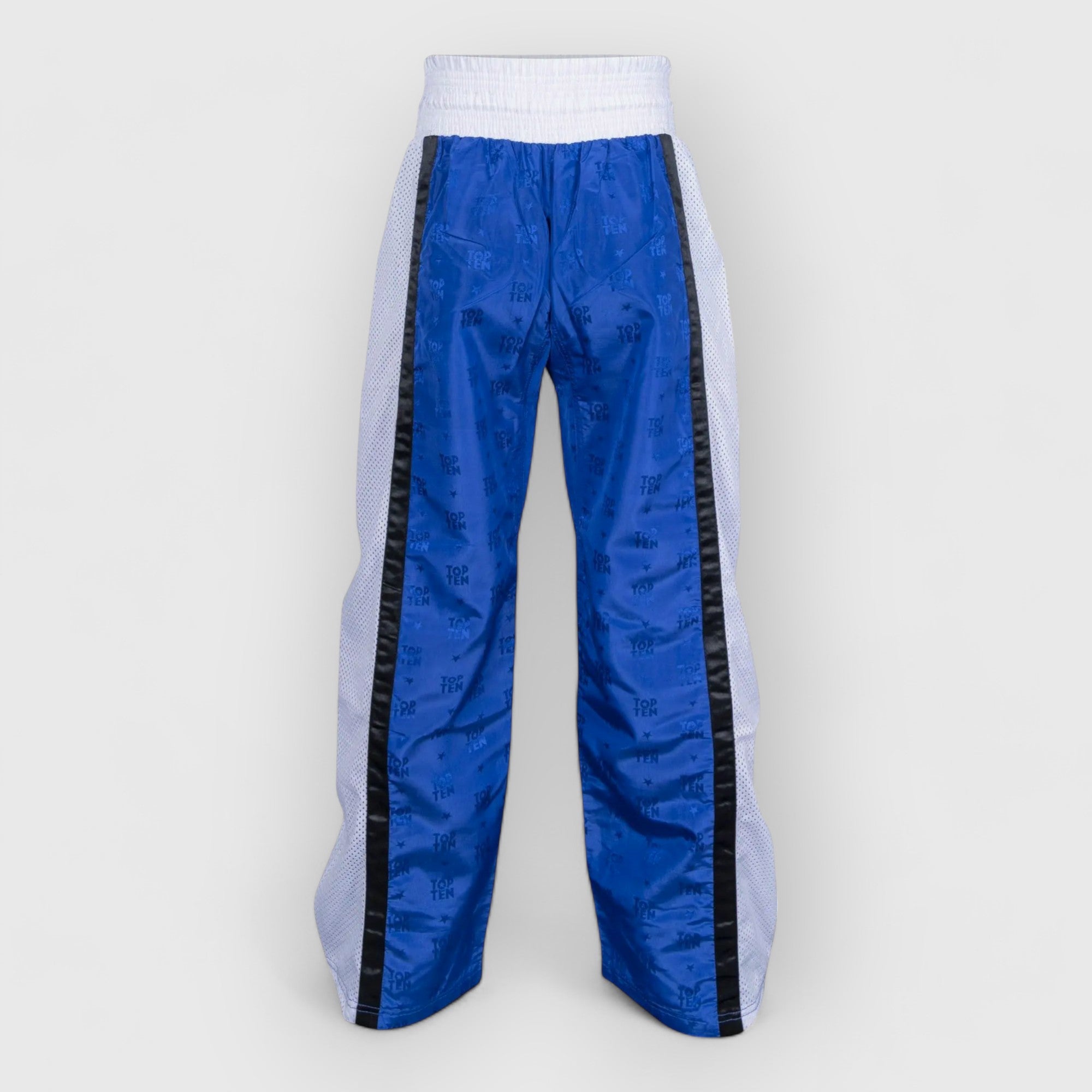 TOP TEN WAKO Mesh Kickboxingbukse - Blå/Hvit - CombatStore.no