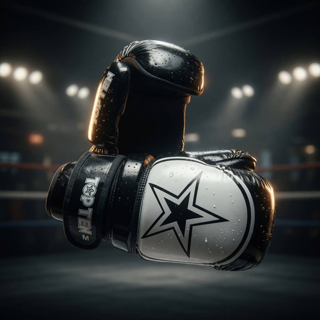 TOP TEN WAKO Glossy Pointfighter/Semikontakthansker - Svart/Hvit