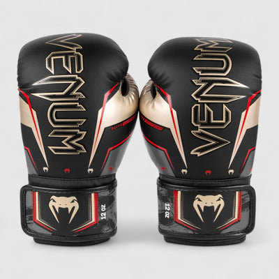 VENUM Elite EVO Boksehansker PRO Sort/Gull/Rød - CombatStore.no